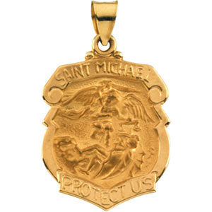 14K Yellow Gold Hollow St. Michael Pendant