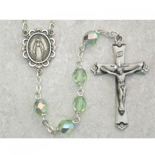 Sterling Silver 6MM Peridot and August Rosary