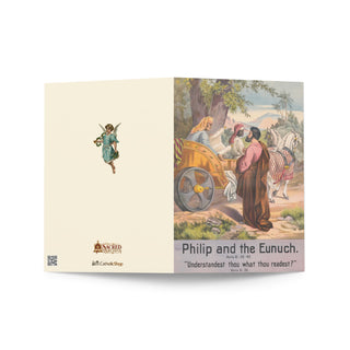 Welcome to the Church Card - Philip and the Eunuch Vintage Lithograph: outside