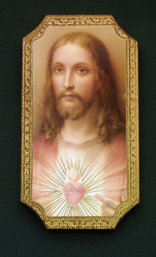Sacred Heart Of Jesus Florentine Plaque 4.75X9"