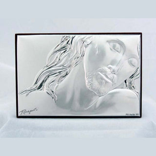 Crucified Christ In Sterling Silver On Wood Plaque 3.75X2.75"