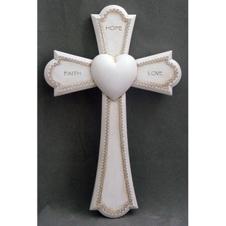 Faith Hope Love Cross Antiqued Resin 7.25"