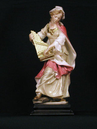 St. Cecilia Hand-Painted Alabaster 8"