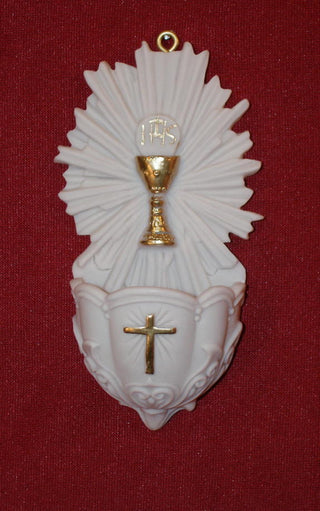 First Communion Font White Alabaster 5"