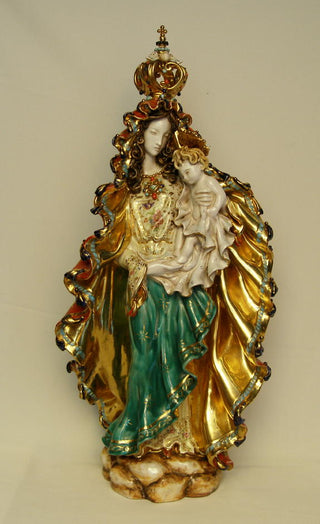 Standing Madonna And Child Hand-Painted Ceramic 26"