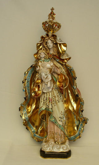 Madonna And Child Hand-Painted Ceramic 25"
