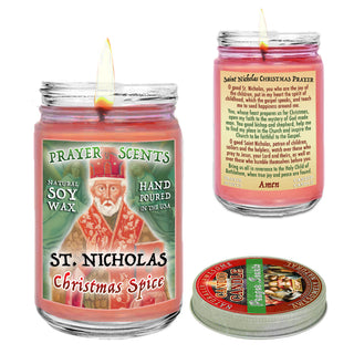 St. Nicholas Christmas Spice Scented Prayer Candle - Mason Jar