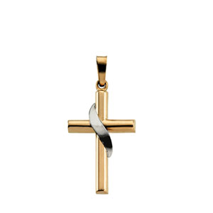 14K Yellow Gold/White Two Tone Cross Pendant