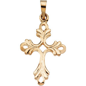 14K Yellow Gold Cross Pendant with Design