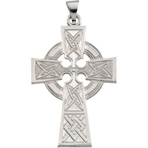 14K White Gold Large Celtic Cross Pendant at Catholic Shop
