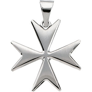 14K White Gold Maltese Cross Pendant at Catholic Shop