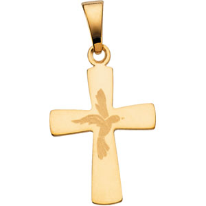 14K Yellow Gold Cross Pendant with Design