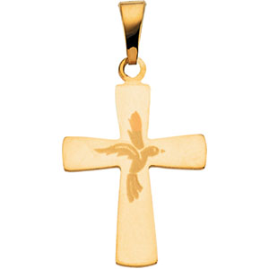 14K Yellow Gold Cross Pendant with Design