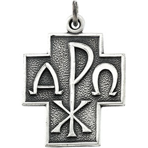 Sterling Silver Alpha Omega Cross with Chain at Catholic Shop
