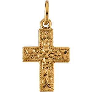 14K Yellow Gold Small Cross Pendant at Catholic Shop