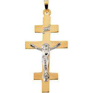 14K Yellow Gold/White Two Tone Crucifix Pendant