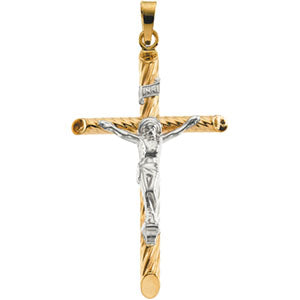 14K Yellow Gold/White Two Tone Crucifix Pendant