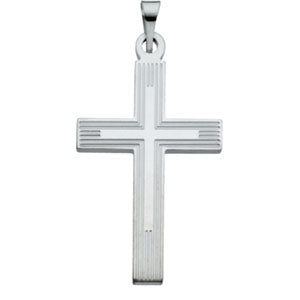 14K White Gold Extra Heavy Cross Pendant