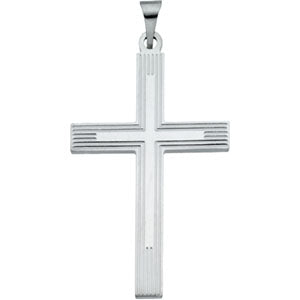14K White Gold Extra Heavy Cross Pendant