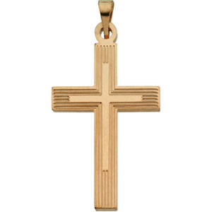 14K Yellow Gold Extra Heavy Cross Pendant