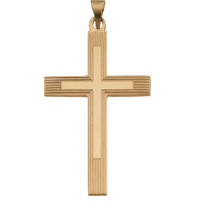 14K Yellow Gold Extra Heavy Cross Pendant