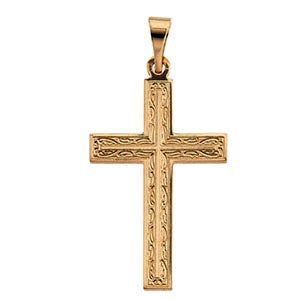 14K Yellow Gold Cross Pendant with Design