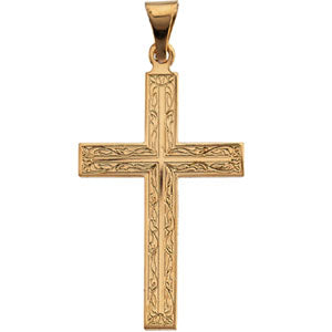 14K Yellow Gold Cross Pendant with Design