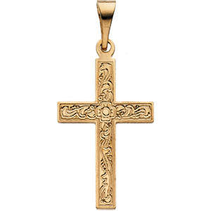 14K Yellow Gold Cross Pendant with Design