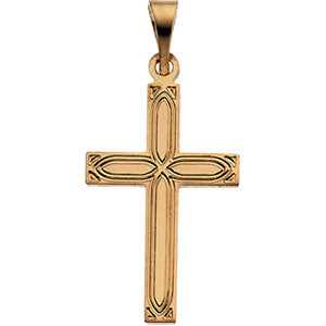 14K Yellow Gold Cross Pendant with Design