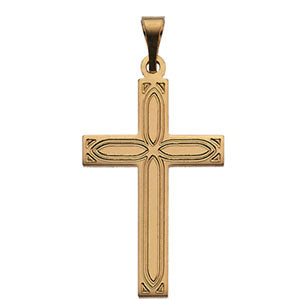 14K Yellow Gold Cross Pendant with Design