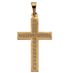 14K Yellow Gold Cross Pendant with Design