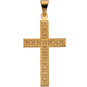 14K Yellow Gold Cross Pendant with Design