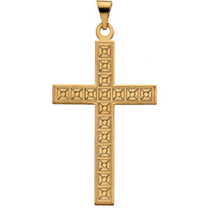 14K Yellow Gold Cross Pendant with Design