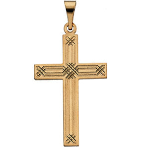 14K Yellow Gold Cross Pendant with Design