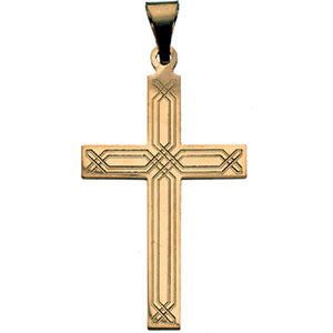 14K Yellow Gold Cross Pendant with Design