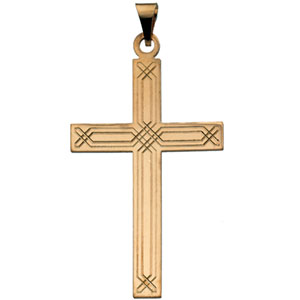 14K Yellow Gold Cross Pendant with Design