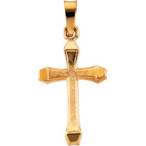 14K Yellow Gold Cross Pendant with Design