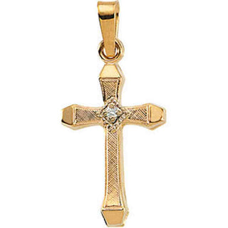 14K Gold Cross Pendant with Diamond