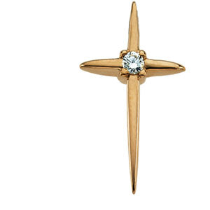 14K Gold Cross Pendant with Sapphire at Catholic Shop