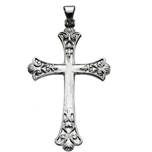 14K White Gold Cross Pendant