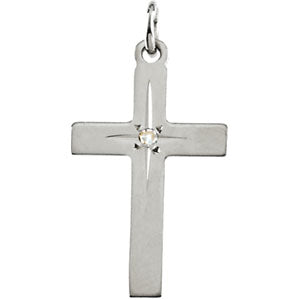 14K Yellow Gold Cross Pendant with Diamond
