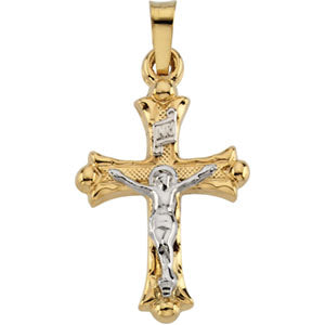 14K Yellow Gold/White Two Tone Crucifix Pendant