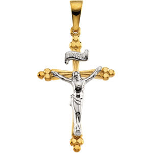 14K Yellow Gold/White Two Tone Crucifix Pendant