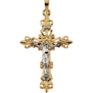 14K Yellow Gold/White Two Tone Crucifix Pendant