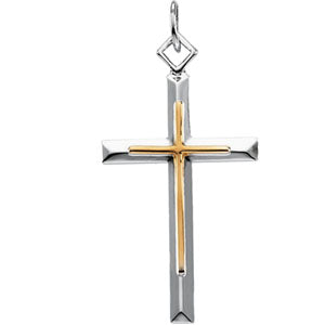 SS_YGF Two Tone Cross Pendant at Catholic Shop