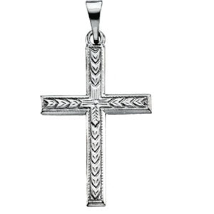 14K White Gold Cross Pendant