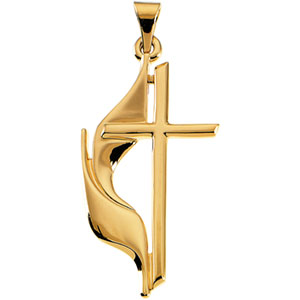 14K Yellow Gold Methodist Cross Pendant at Catholic Shop