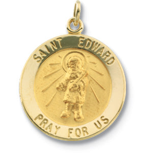 Sterling Silver Round Saint Edward Pendant Pendant with Chain