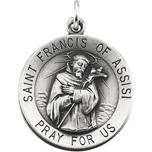 14K White Gold St. Francis Of Assisi Pendant