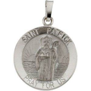 14K White Gold Saint Patrick Pendant